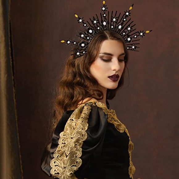 Crown Headband Spiked Zip Tie Halo Crown Sunburst Goddess Headpiece with Crystal main image 4